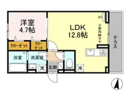 D-ROOMやはたII(1LDK/1階)の間取り写真