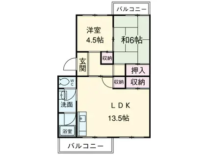メゾン江坂(2LDK/2階)の間取り写真