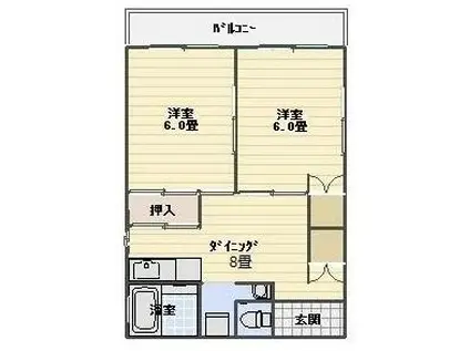 ヨーコーマンション(2DK/8階)の間取り写真
