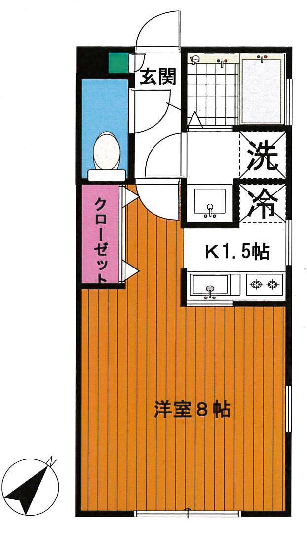 ラズベリーハウス(1K/1階)の間取り写真