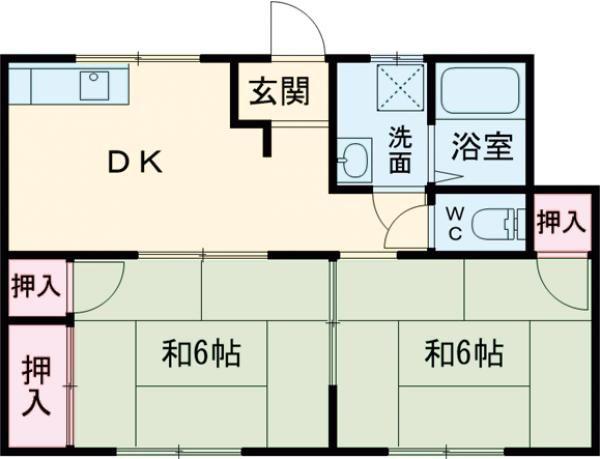 フローラルパレス(2DK/2階)の間取り写真