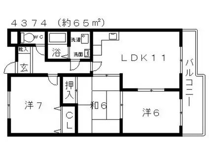ネオシティー道明寺(3LDK/4階)の間取り写真