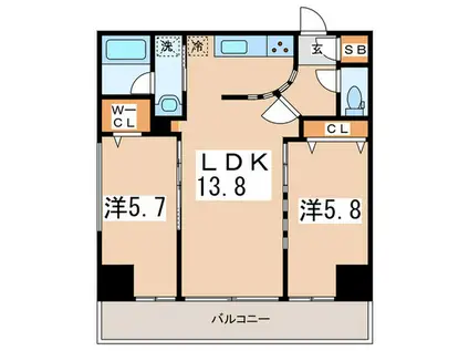 スペチアーレ伏見ウエスト(2LDK/4階)の間取り写真