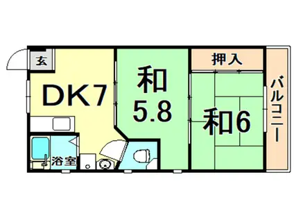 高島マンション(2DK/2階)の間取り写真