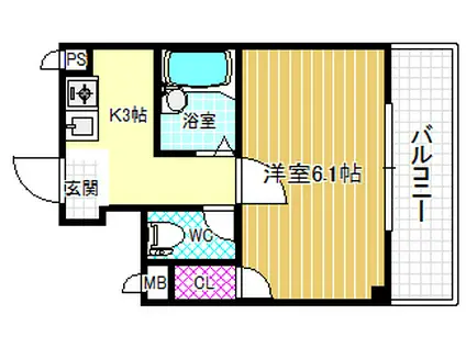 ドエル南森町(1K/2階)の間取り写真