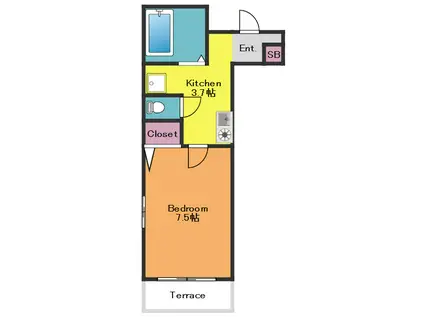 恵比寿ガーデンメゾン(1K/1階)の間取り写真