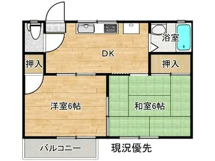 コーポKADOWAKI(2DK/2階)の間取り写真