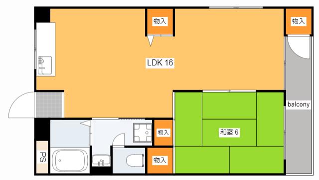小川マンション(1LDK/3階)の間取り写真