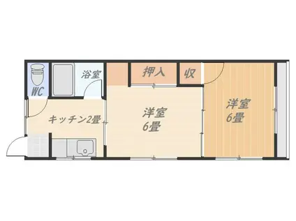 三輪ビル(2K/2階)の間取り写真