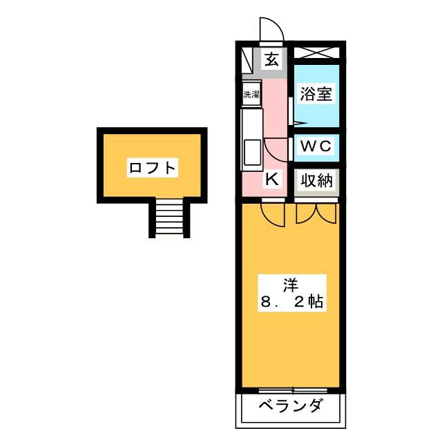 ウェル古庄(1K/1階)の間取り写真