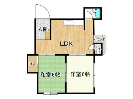 川口マンション(2LDK/2階)の間取り写真
