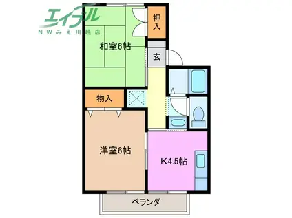 セジュール富田 A棟(2K/2階)の間取り写真