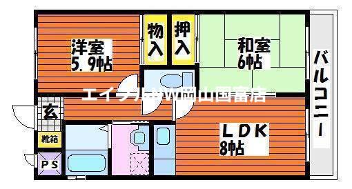 VILLAFRESCA(2LDK/4階)の間取り写真