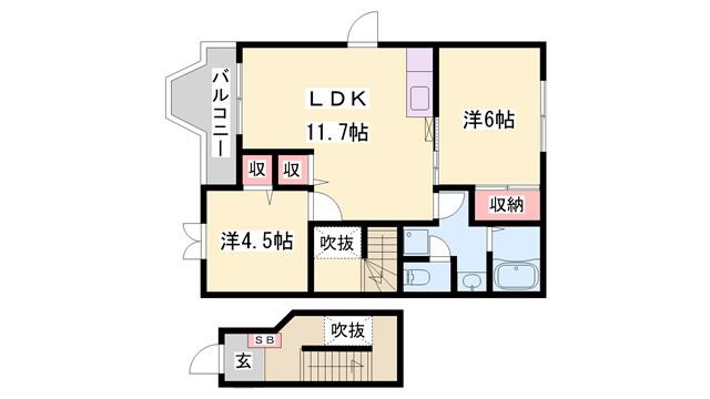 アメニティ10(2LDK/2階)の間取り写真