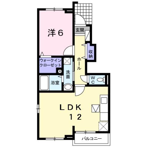 秋桜NEOB(1LDK/1階)の間取り写真