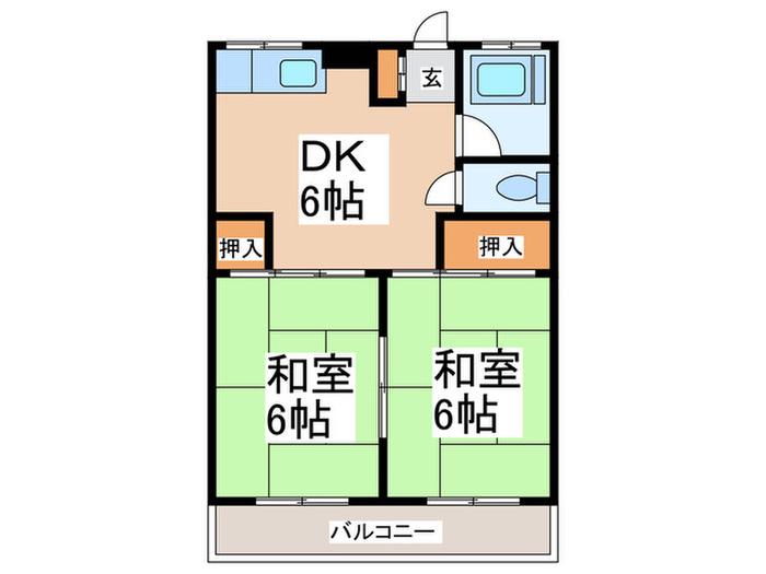 ハイツ久美(2DK/2階)の間取り写真