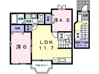 ボニート・リーオI(2LDK/2階)の間取り写真