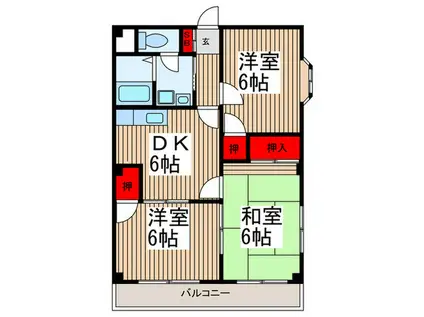 グランデール東越谷(3DK/2階)の間取り写真