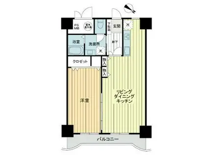 ライオンズマンション中央(1LDK/10階)の間取り写真