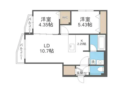DIORE RESIDENCE SAPPORO(2LDK/1階)の間取り写真