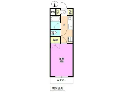 ホワイトハイツ高田(1K/2階)の間取り写真