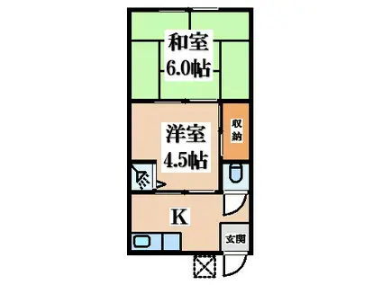 西岩田1丁目(2K/1階)の間取り写真