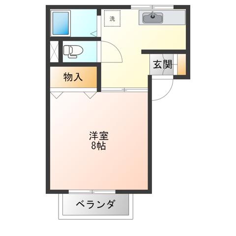 ファーストステップ(1DK/2階)の間取り写真
