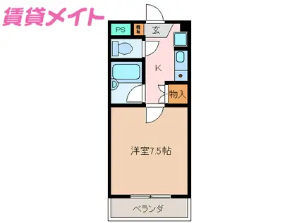 ロイヤルリング(1K/4階)の間取り写真