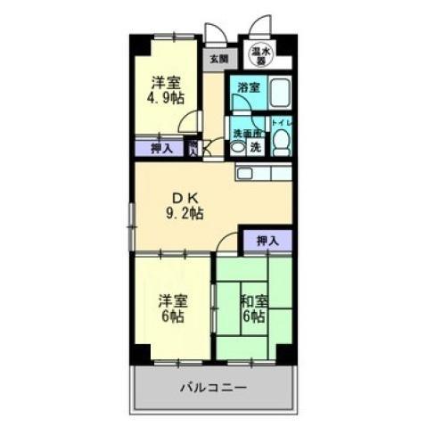 アーバン茜(3DK/9階)の間取り写真
