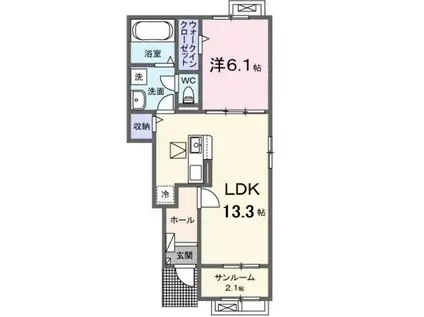 グローティール A(1LDK/1階)の間取り写真
