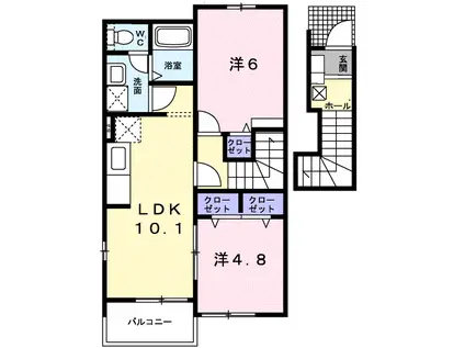 メゾン・ルミエールE(2LDK/2階)の間取り写真