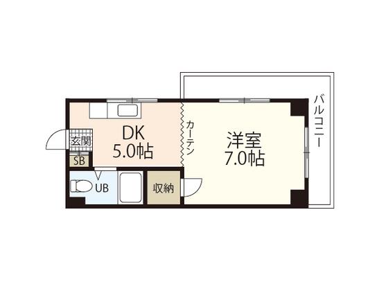 西原ビル(1DK/3階)の間取り写真