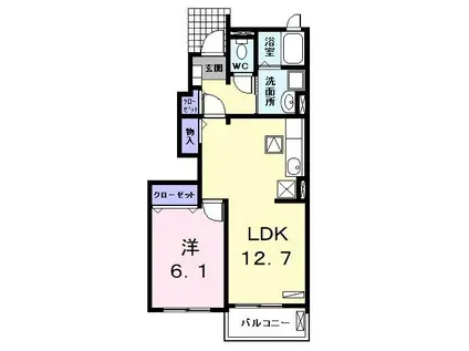 ベルメゾン都 VI(1LDK/1階)の間取り写真
