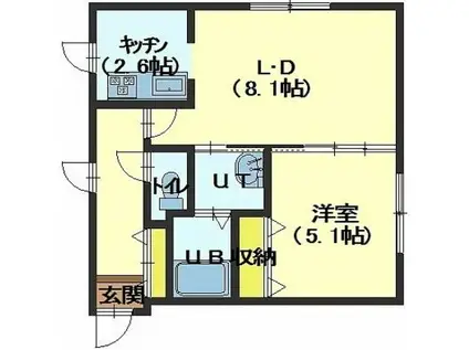 アリエーテ旭町(1LDK/3階)の間取り写真
