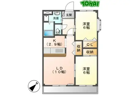 エルセンチュリー21(2LDK/2階)の間取り写真