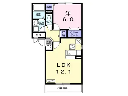 さくらアパートメントA(1LDK/1階)の間取り写真