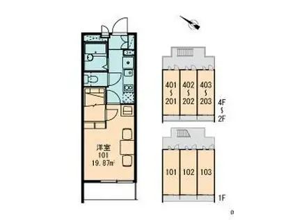 レオパレスMANABE(1K/1階)の間取り写真