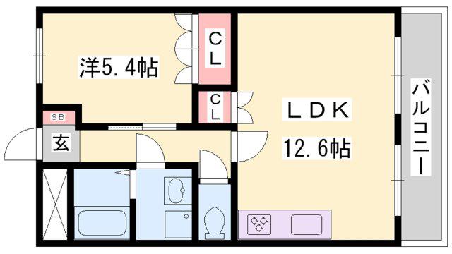 グランディール ステージ(1LDK/1階)の間取り写真