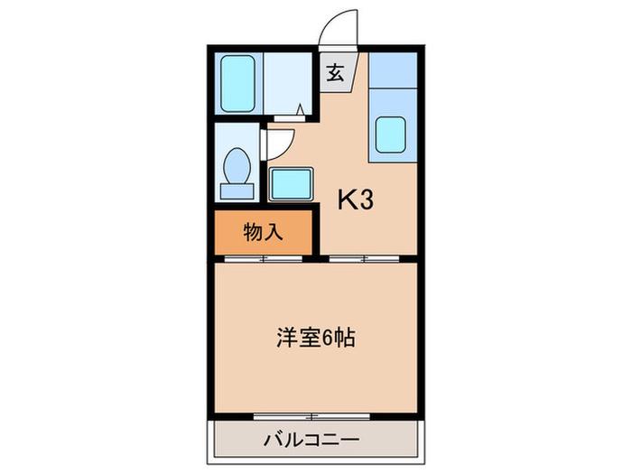 フォーブル加藤(1K/2階)の間取り写真