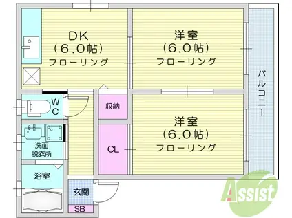 MISTRAL(2DK/1階)の間取り写真