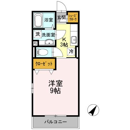 セジュールコート(1K/2階)の間取り写真