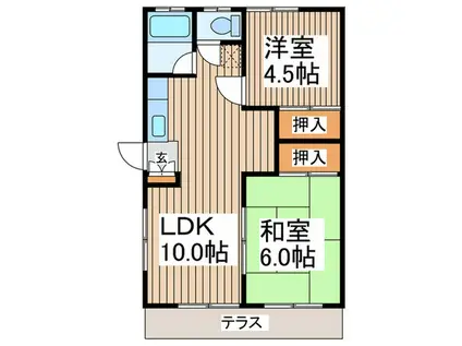 原コーポ(2LDK/1階)の間取り写真