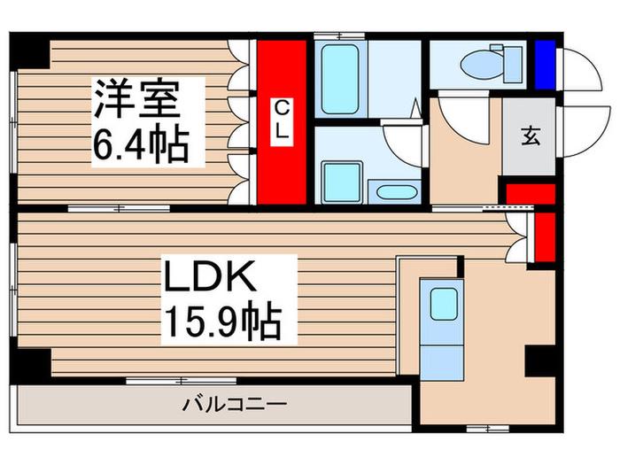 ヴィラ・クレスト(1LDK/3階)の間取り写真