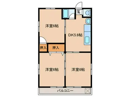 福永アパート(3DK/2階)の間取り写真