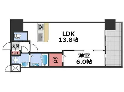 グランカーサ難波元町(1LDK/10階)の間取り写真