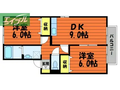 サンセール連島A棟(2DK/1階)の間取り写真