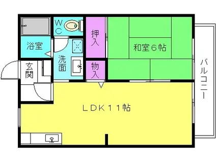 パークハイム東加古川 A棟(1LDK/2階)の間取り写真