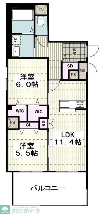 FK&Y(2LDK/7階)の間取り写真