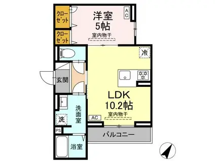 コルザ南台(1LDK/2階)の間取り写真