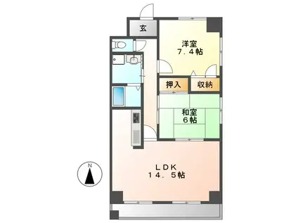 シティーコート翠雲(2LDK/6階)の間取り写真